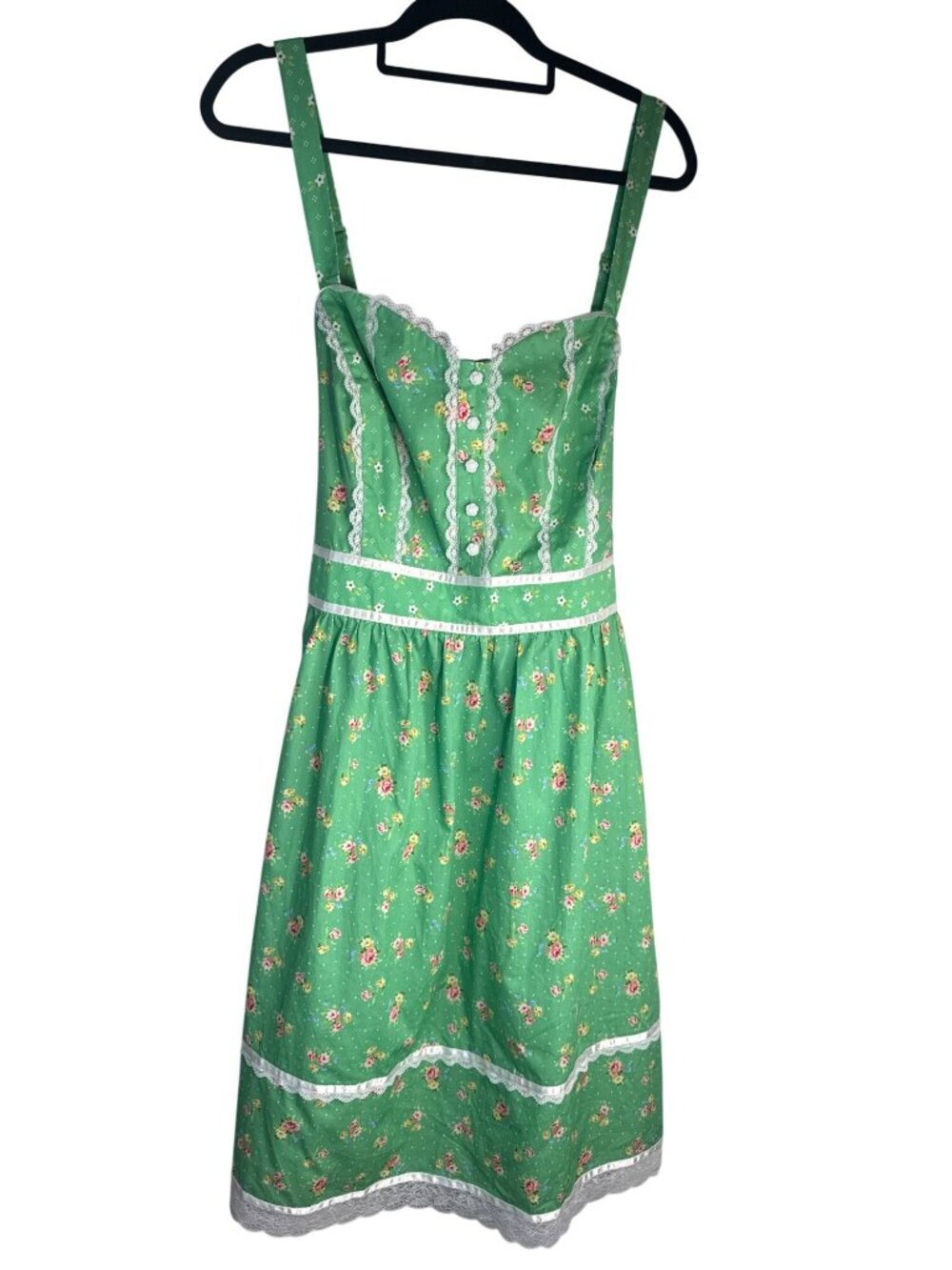 New Gunne Sax 2X By Jessica McClintock For ModCloth Green Floral Sundress - Picture 2 of 16